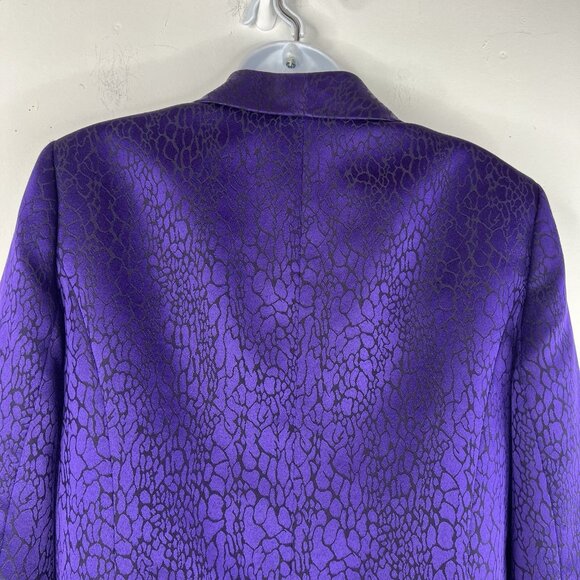 KASPER Polyester Skirt Suit Size 12 Purple Black Shawl Collar Feminine Lined 2PC - Picture 6 of 10